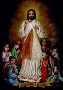 The Divine Mercy image, in which Jesus is surrounded by the children of the world.