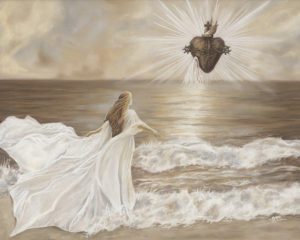 A soul seeking the Sacred Heart of Jesus, as she wades into the Ocean of Divine Mercy.
